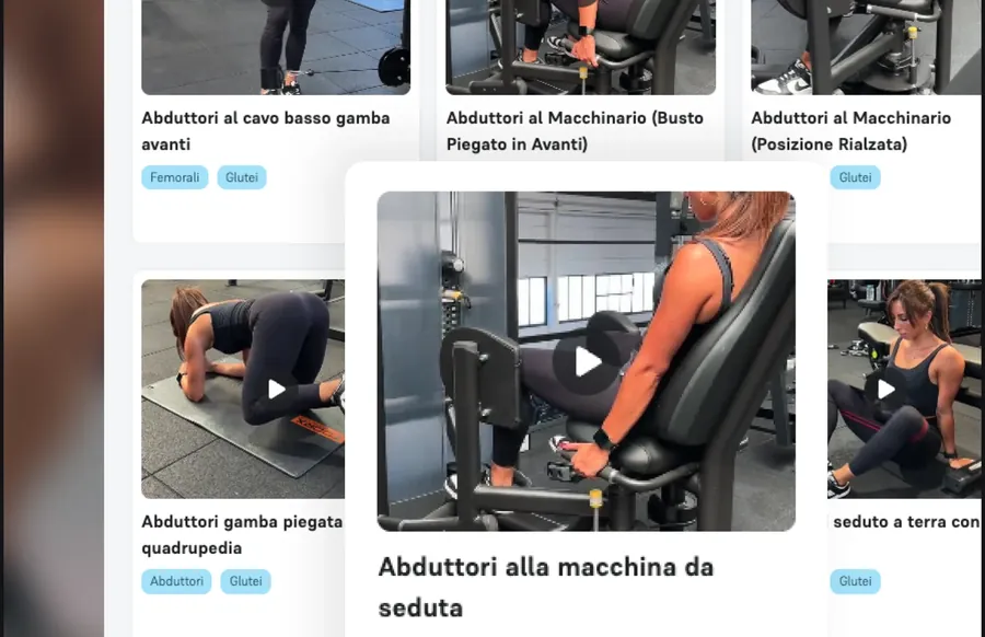 Libreria video degli esercizi nell'app CoachPlus